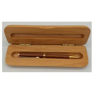Pen & Case in Red and White Oak Design